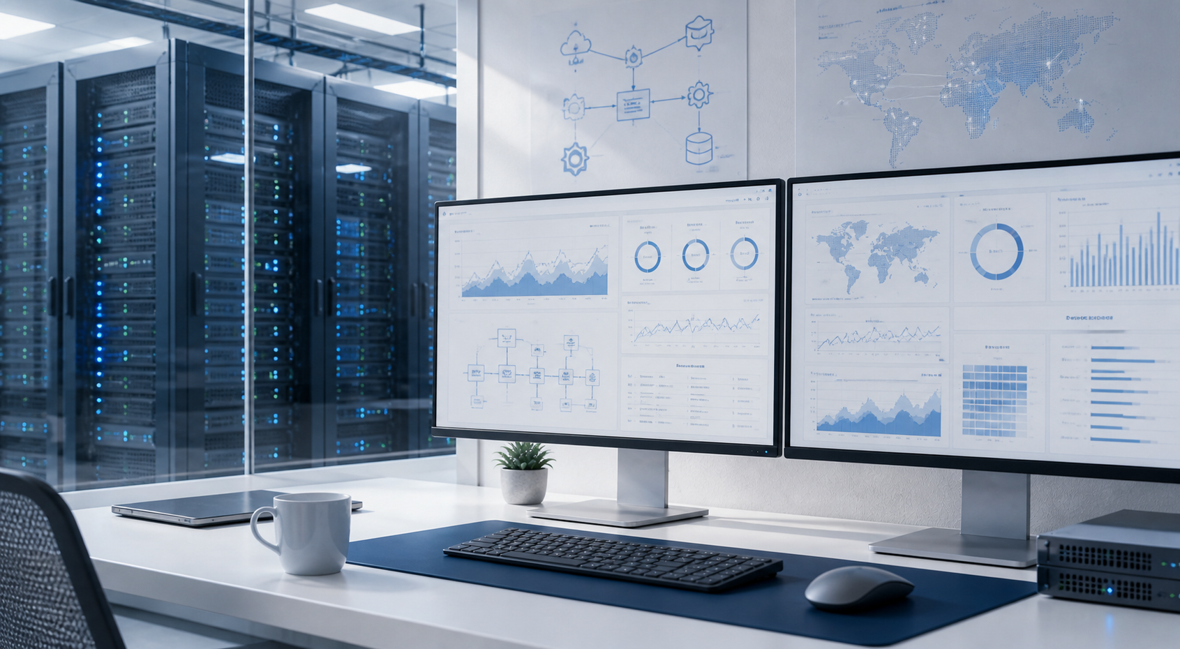 Abstract visual of IT operations and development dashboard